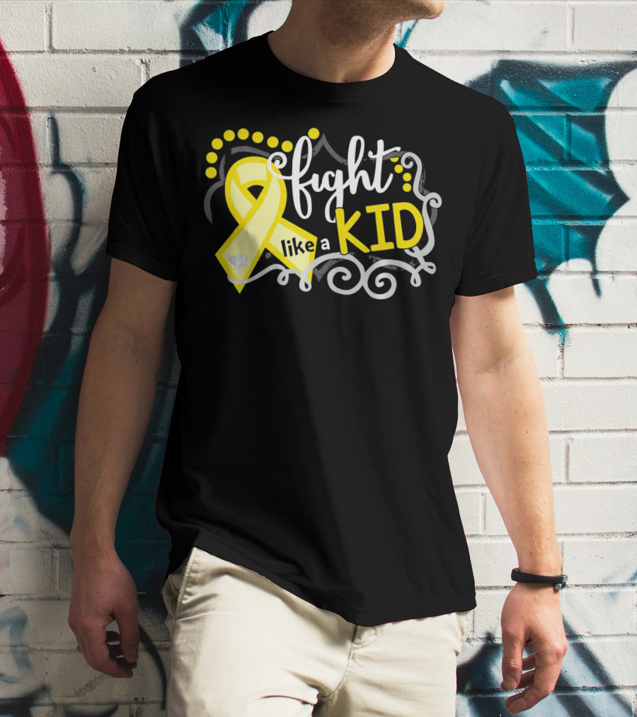 Fight Like A Kid Childhood Cancer Awareness Yellow T-Shirt