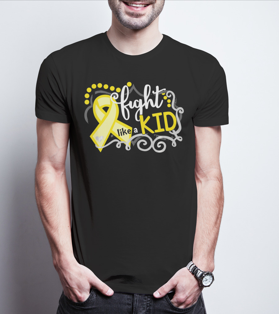 Fight Like A Kid Childhood Cancer Awareness Yellow T-Shirt