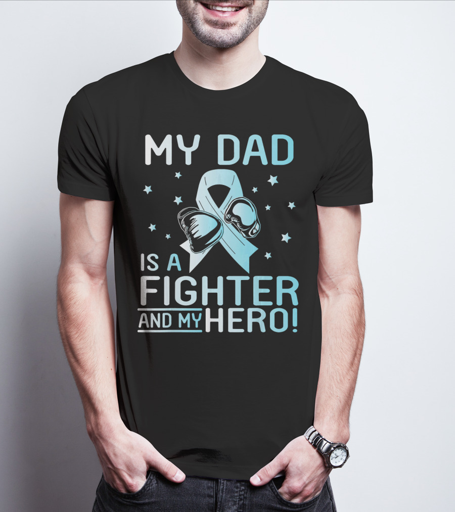 My Dad Is A Fighter And My Hero Boxing Gloves Ribbon Stars T-Shirt