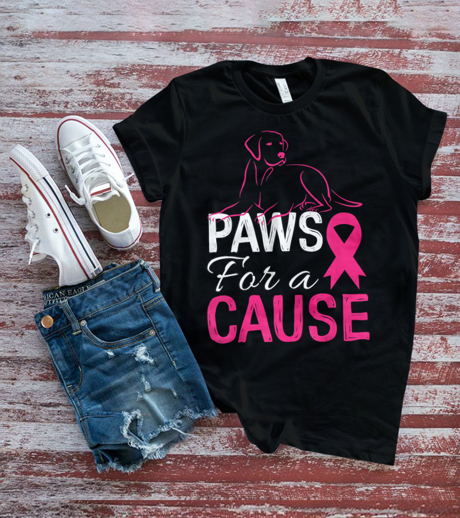 Paws For A Cause Breast Cancer Awareness Pink T-Shirt