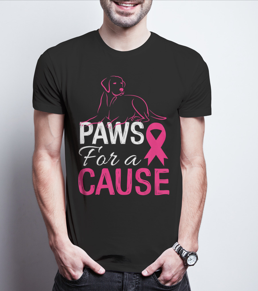 Paws For A Cause Breast Cancer Awareness Pink T-Shirt