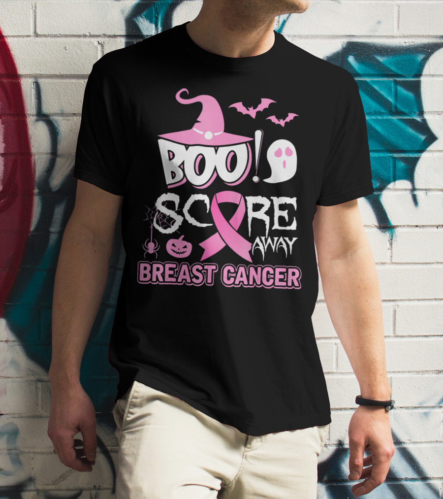 BOO Scare Away Breast Cancer Pink Ribbon Halloween T-Shirt