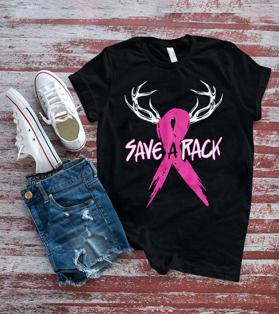 Save A Rack Breast Cancer Awareness Antlers Pink T-Shirt