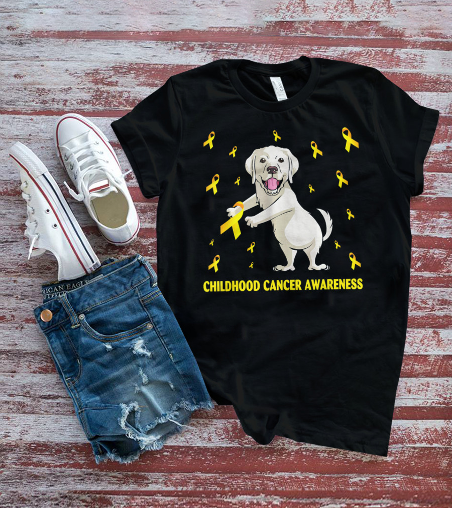 Childhood Cancer Awareness Flossing Labrador Gold T-Shirt