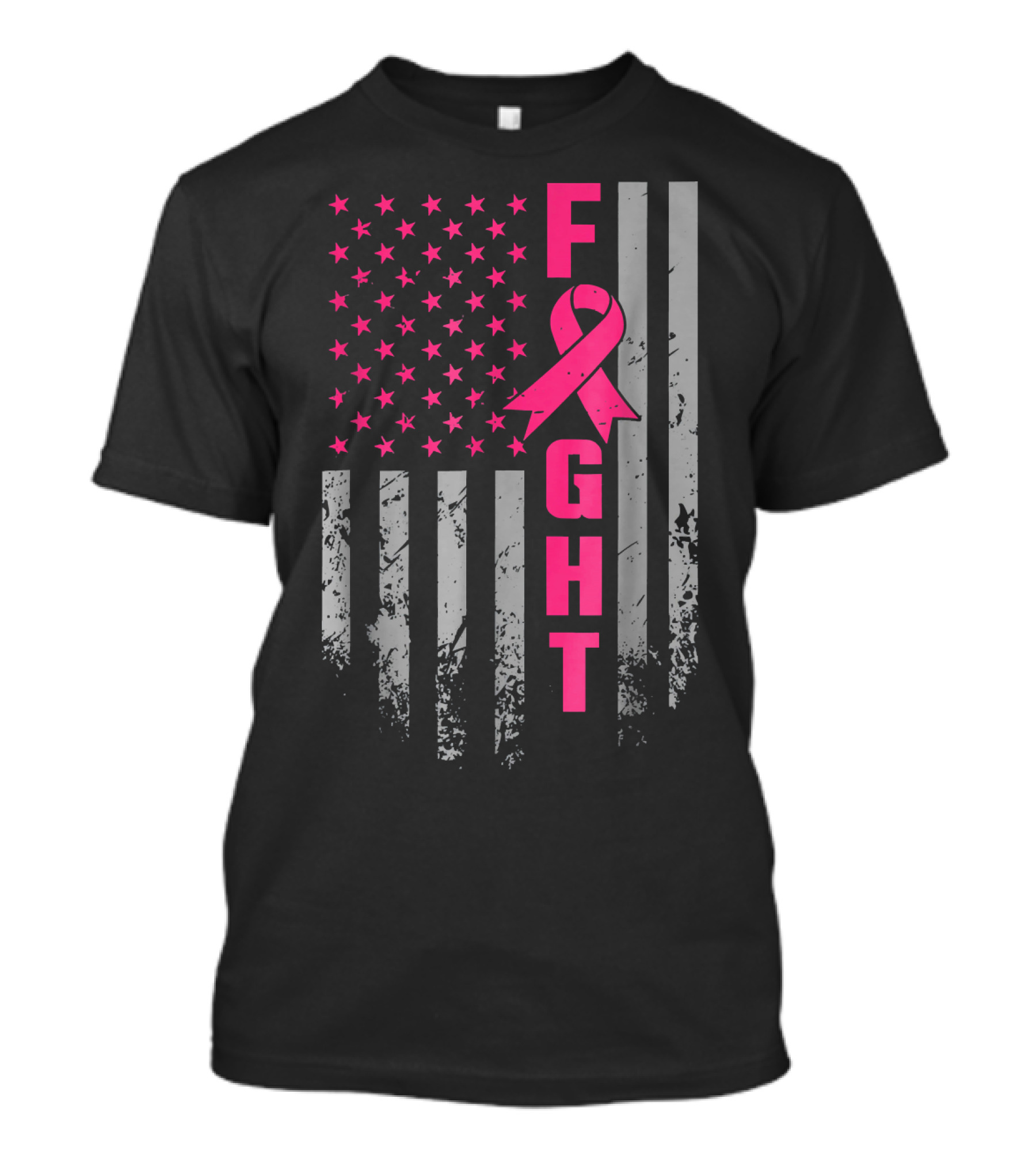 Breast Cancer Awareness American Flag Fight T-Shirt