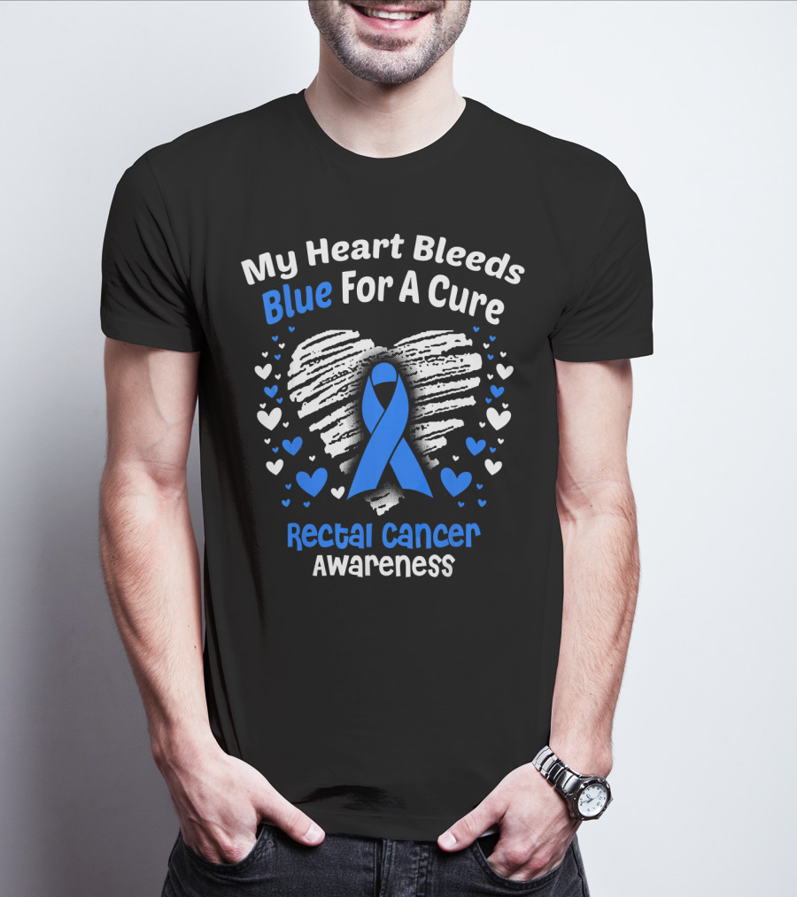 My Heart Bleeds Blue For A Cure Rectal Cancer Awareness T-Shirt