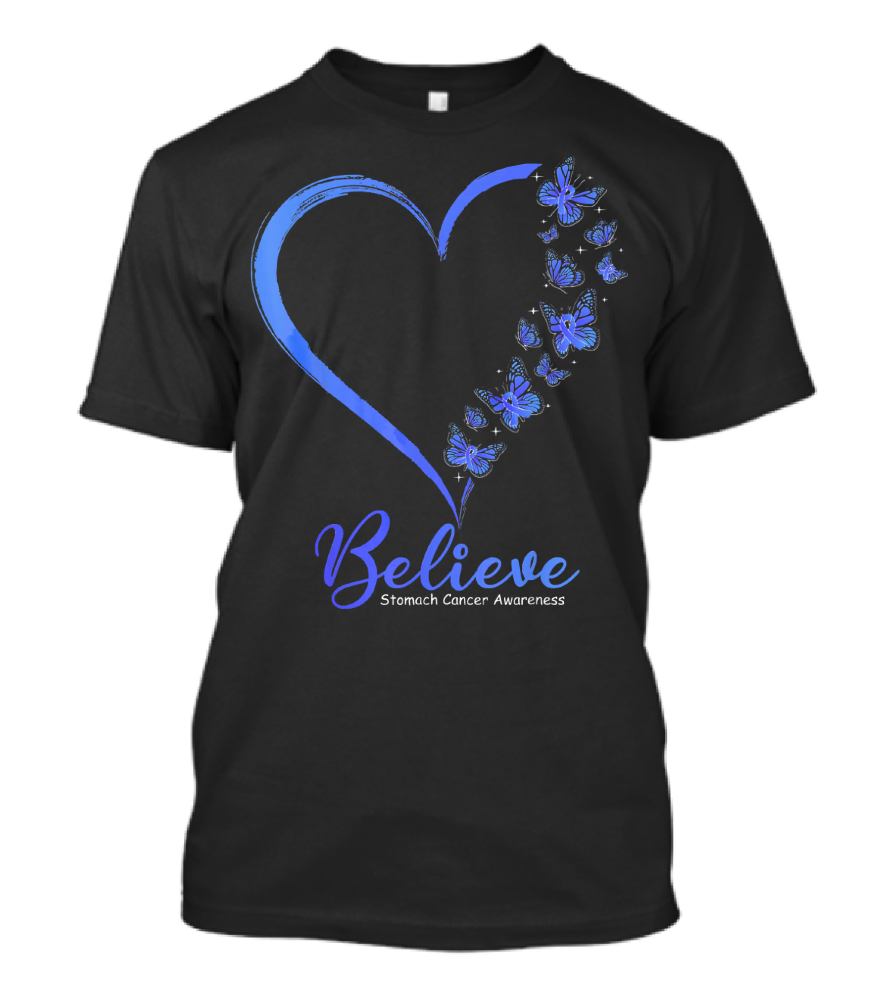 Believe Butterfly Stomach Cancer Awareness T-Shirt