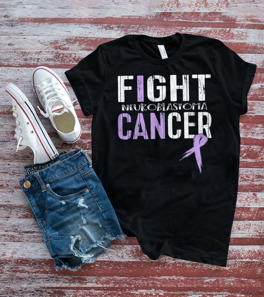 FIGHT NEUROBLASTOMA CANCER Purple Ribbon Awareness T-Shirt