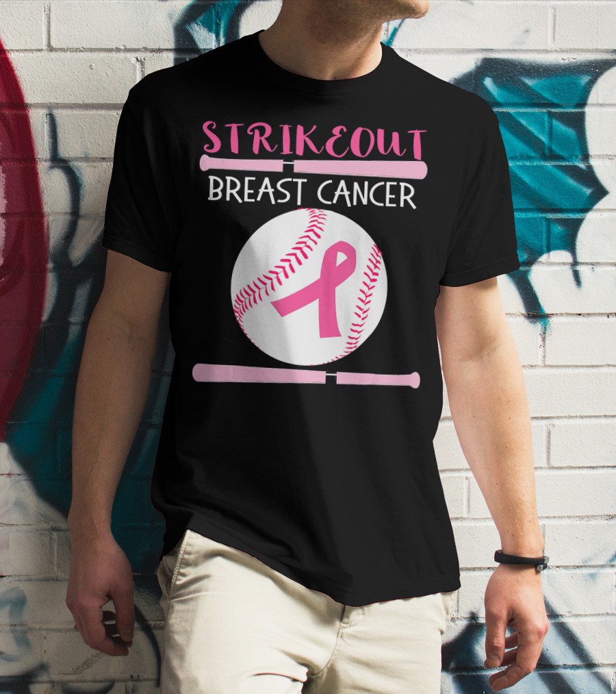 Strikeout Breast Cancer Baseball Catcher Player Team Co T-Shirt