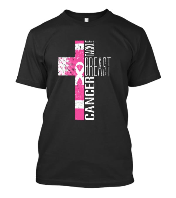 Tackle Breast Cancer Pink Ribbon Cross T-Shirt