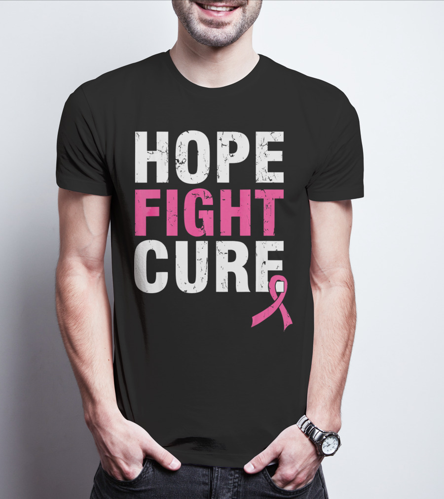 Hope Fight Cure Cancer Awareness Pink T-Shirt