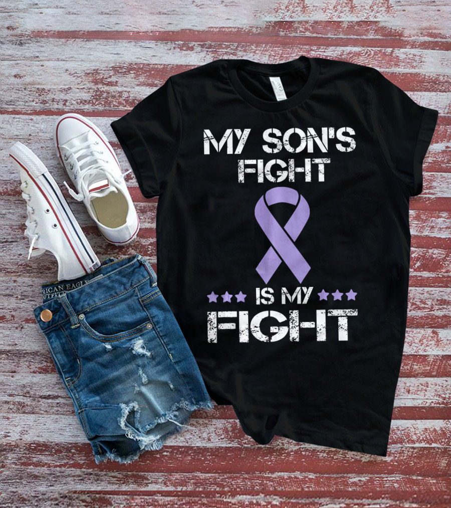 My Son's Fight Is My Fight Purple Ribbon Awareness T-Shirt