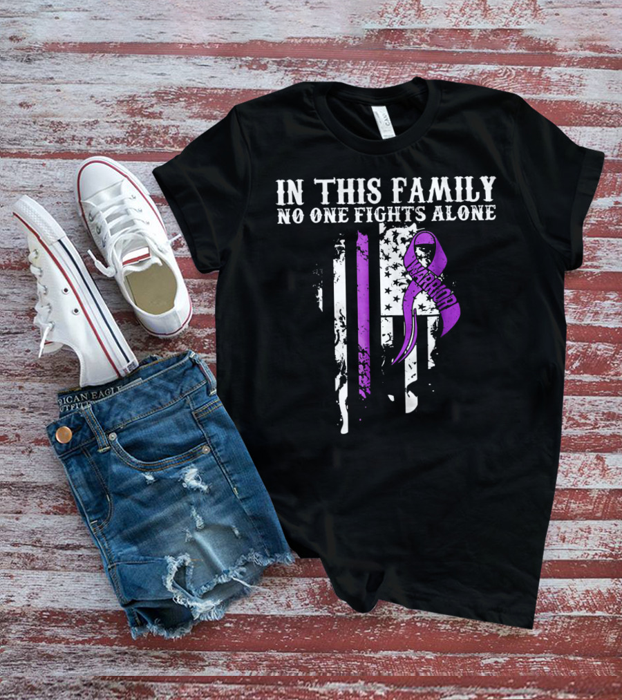 In This Family No One Fights Alone Pancreatic Cancer Warrior T-Shirt