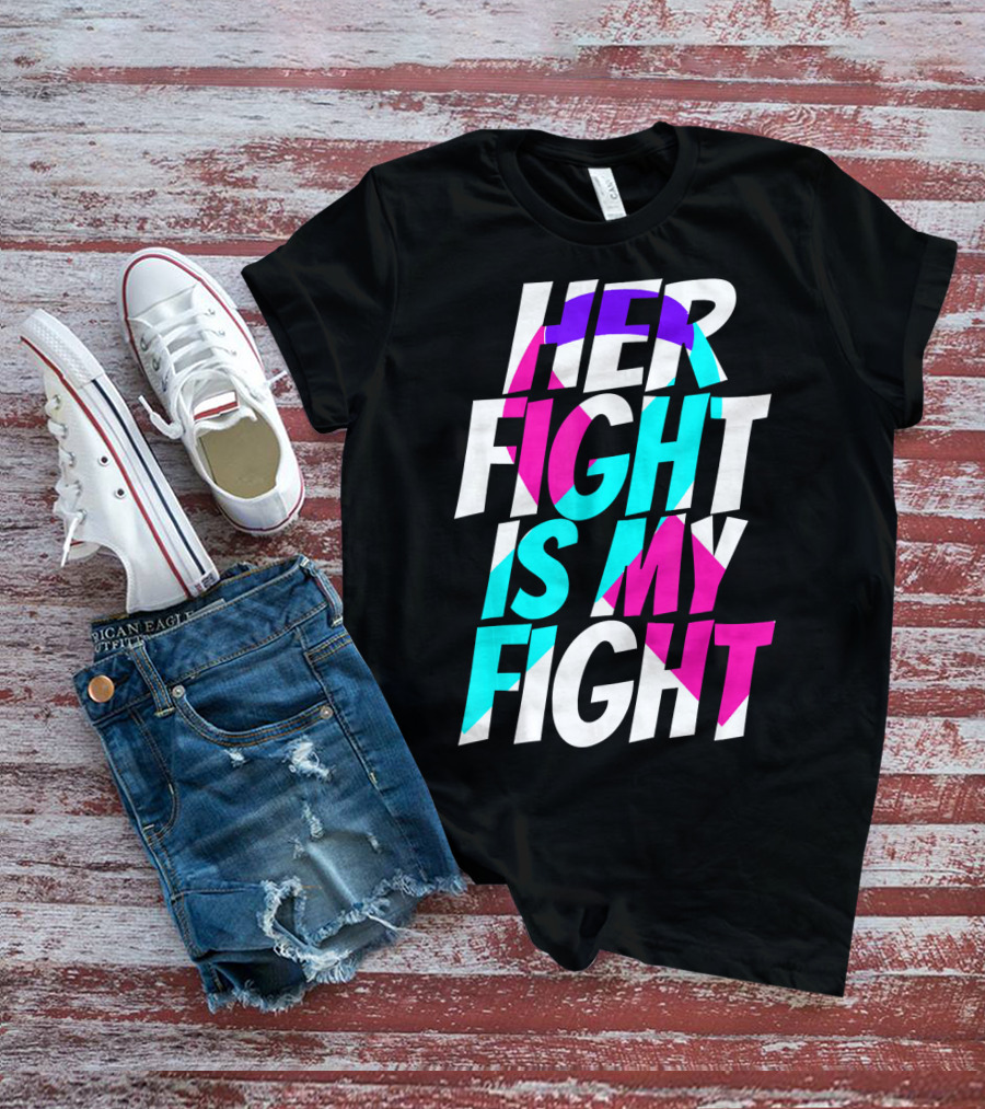 Her Fight Is My Fight Ribbon Thyroid Cancer Awareness T-Shirt