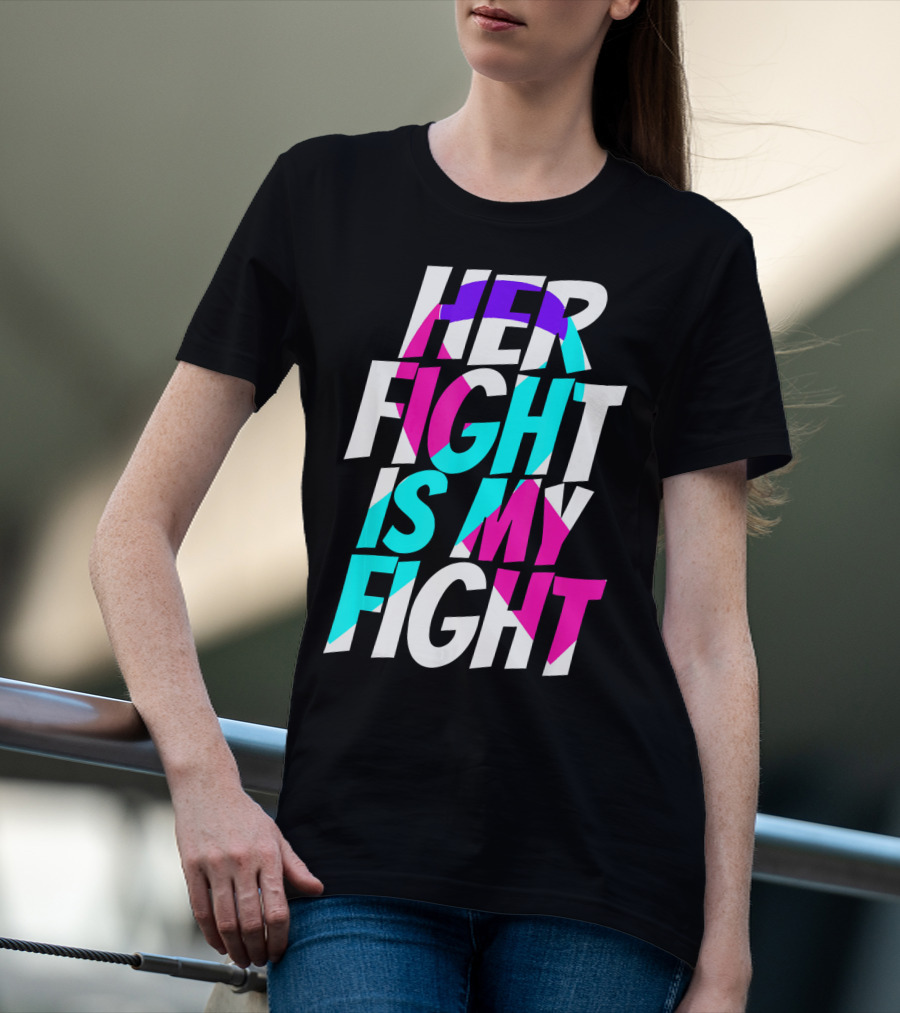 Her Fight Is My Fight Ribbon Thyroid Cancer Awareness T-Shirt