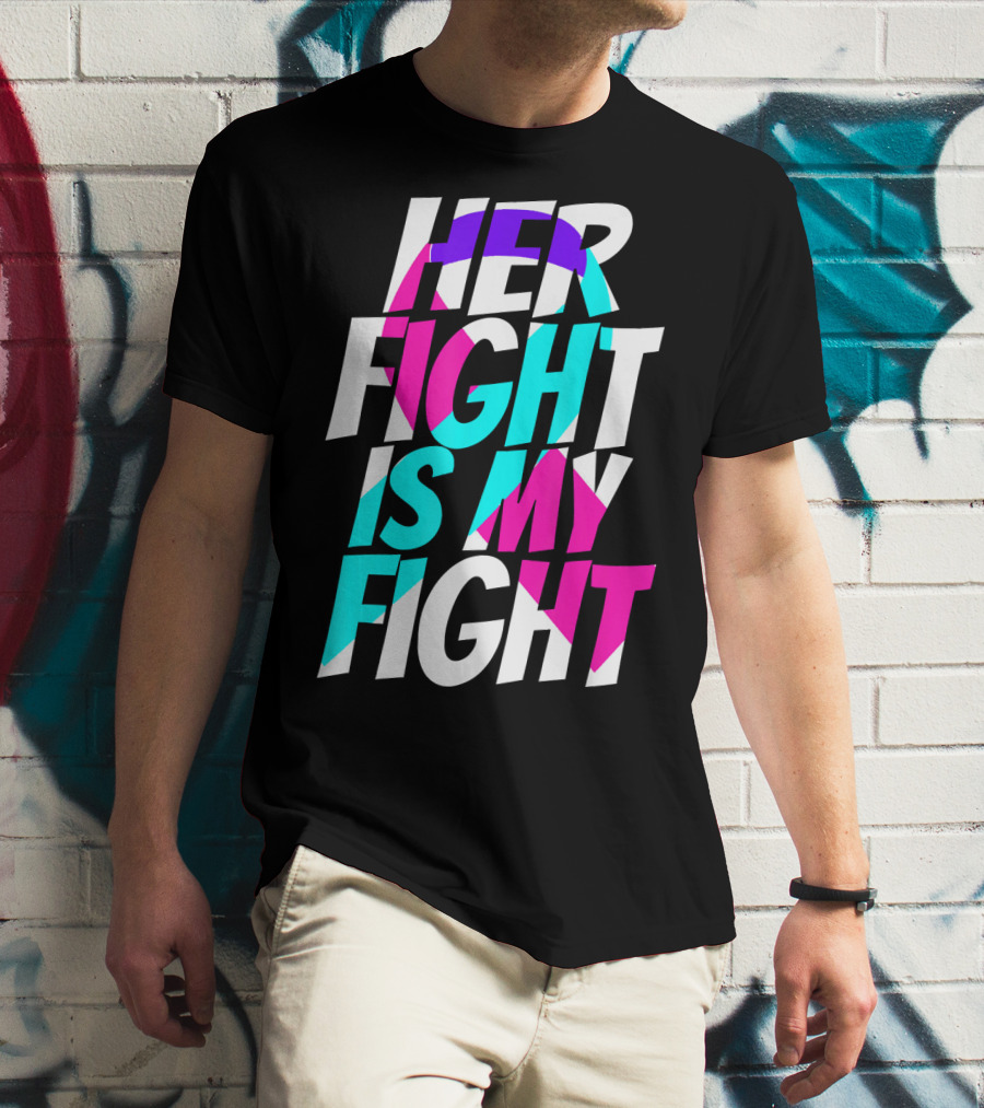 Her Fight Is My Fight Ribbon Thyroid Cancer Awareness T-Shirt