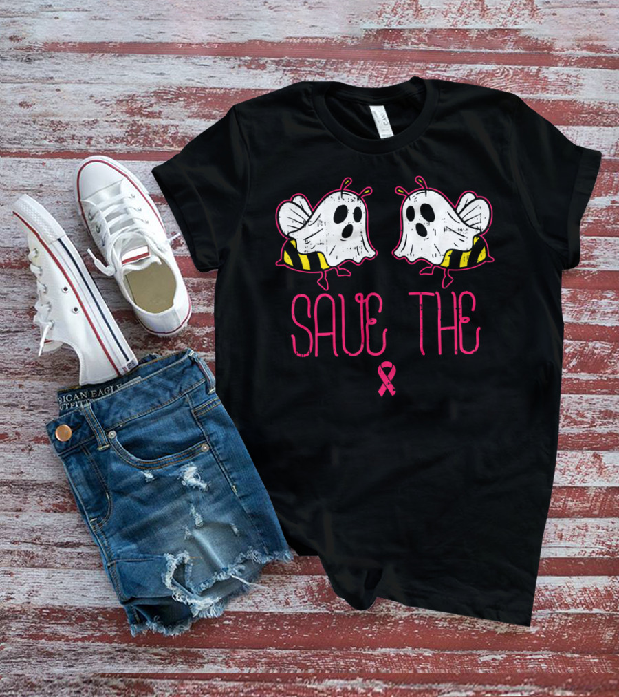 Save The Boo Bees Funny Halloween Breast Cancer Awareness T-Shirt