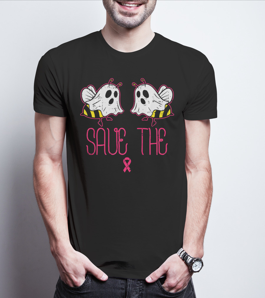 Save The Boo Bees Funny Halloween Breast Cancer Awareness T-Shirt