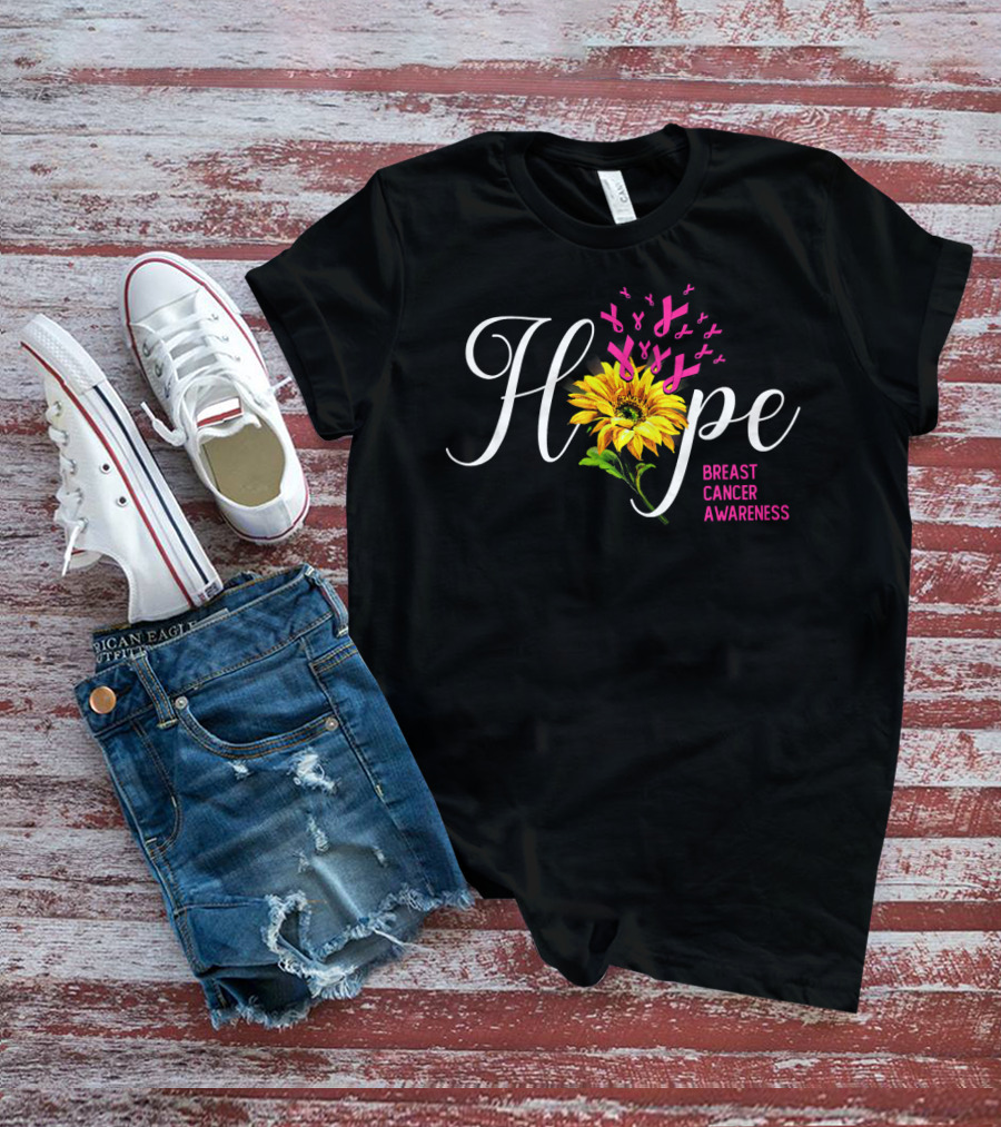 Hope Sunflower Breast Cancer Awareness T-Shirt