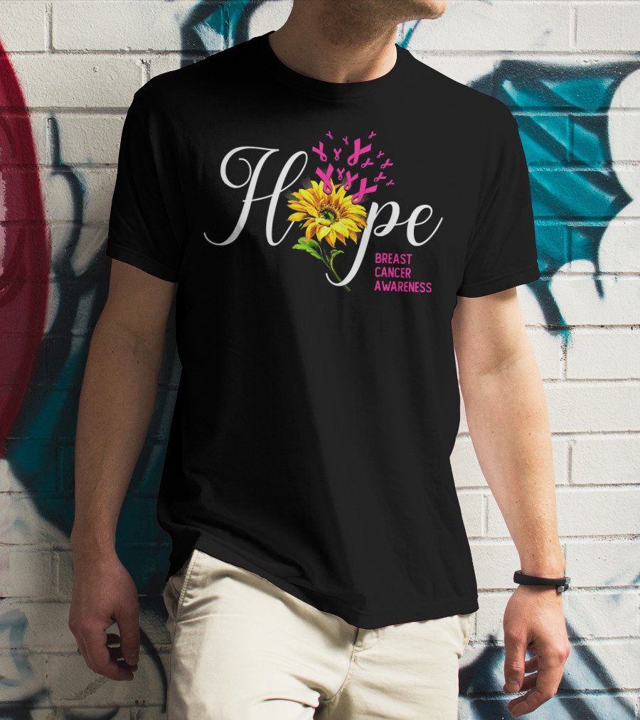 Hope Sunflower Breast Cancer Awareness T-Shirt