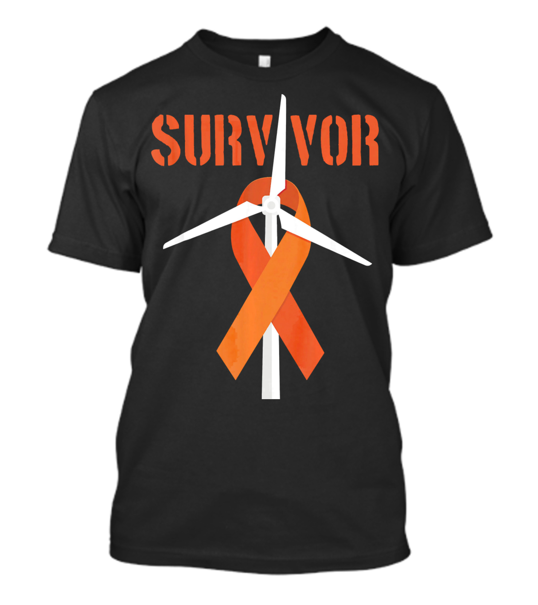 Survivor Windmill Orange Ribbon Cancer Awareness T-Shirt