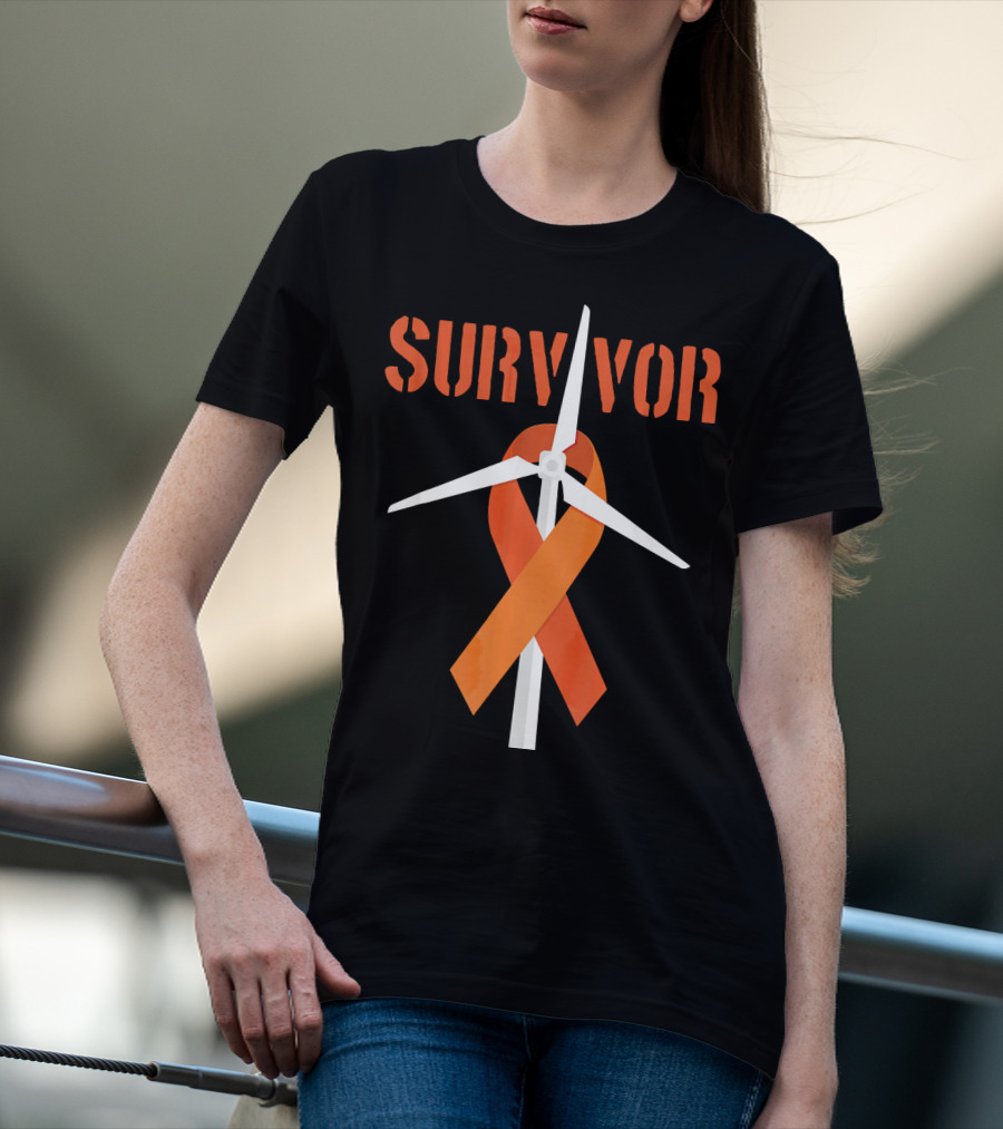 Survivor Windmill Orange Ribbon Cancer Awareness T-Shirt