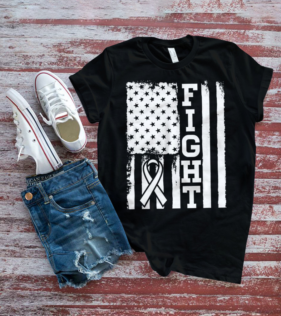 Fight Flag For Lung Cancer Awareness T-Shirt