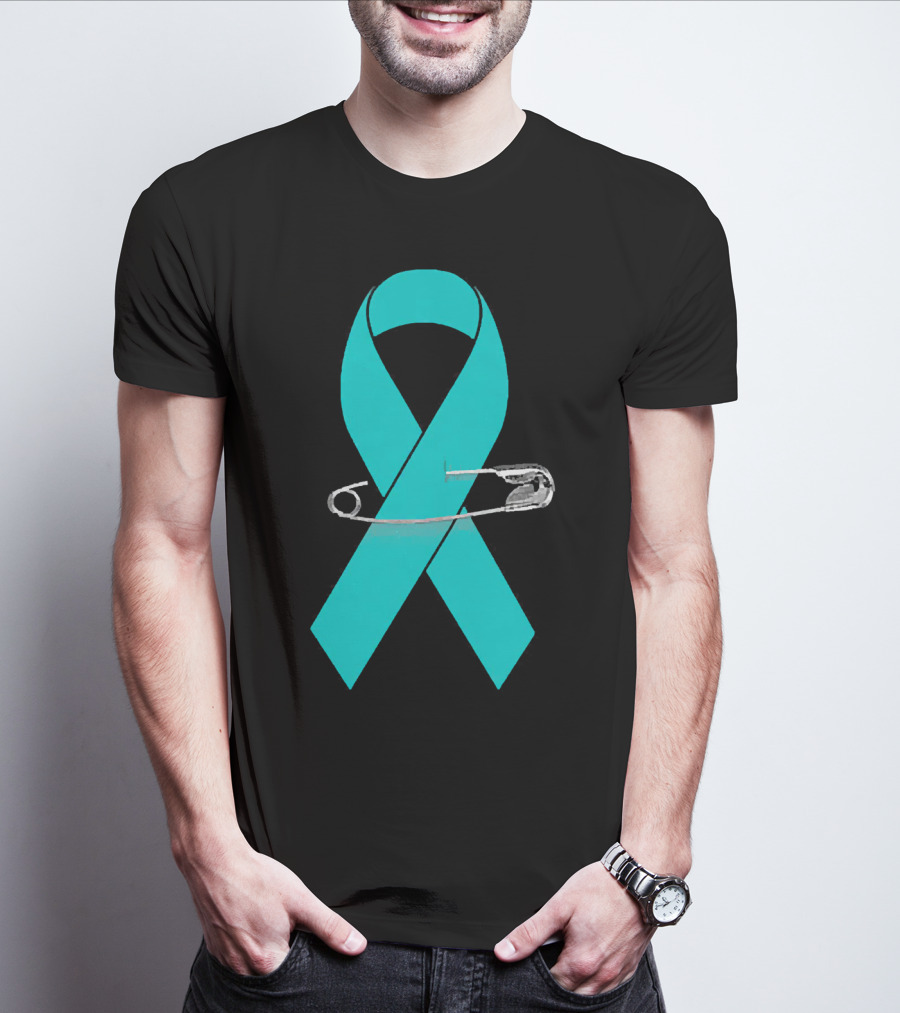 Ovarian Cancer Awareness Walk Support Ribbon With Safety Pin T-Shirt