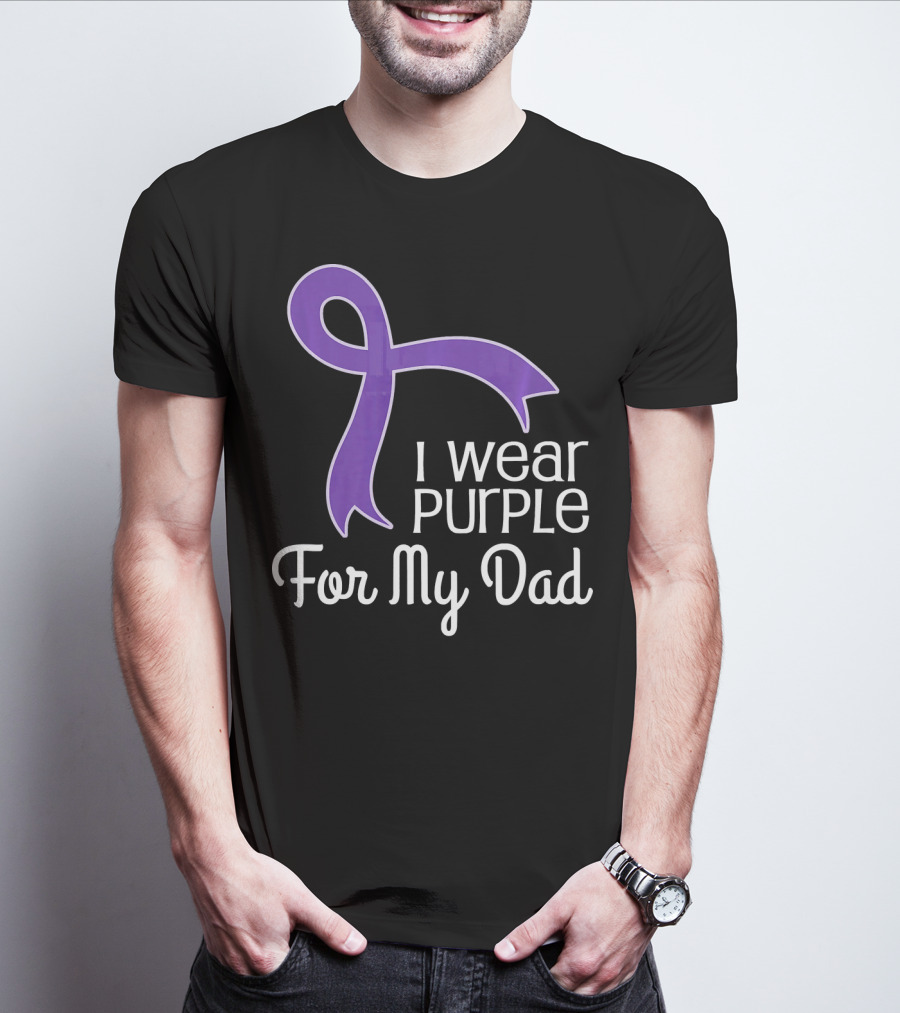 I Wear Purple Ribbon For My Dad Alzheimer's Lupus Pancrea T-Shirt