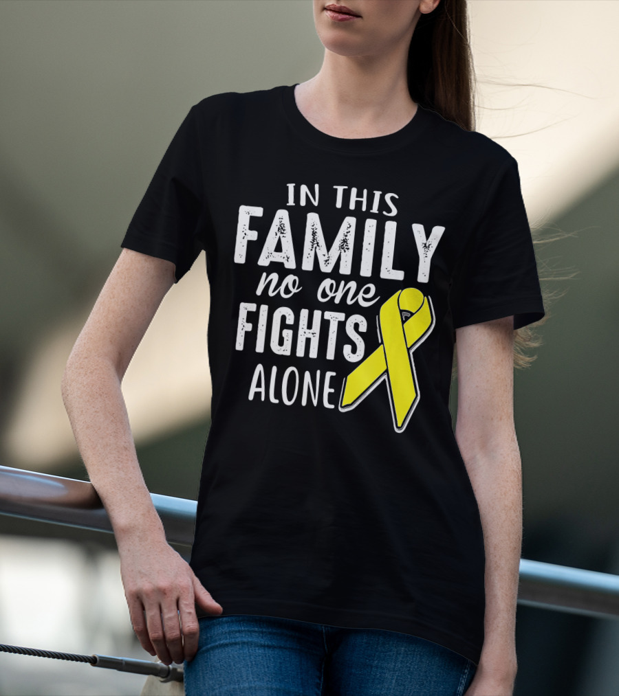 In This Family No One Fights Alone Yellow Ribbon Sarco T-Shirt