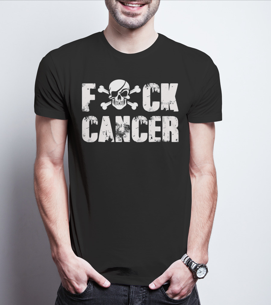 Fck Cancer Skull Crossbones Fight Back Cancer Support T-Shirt