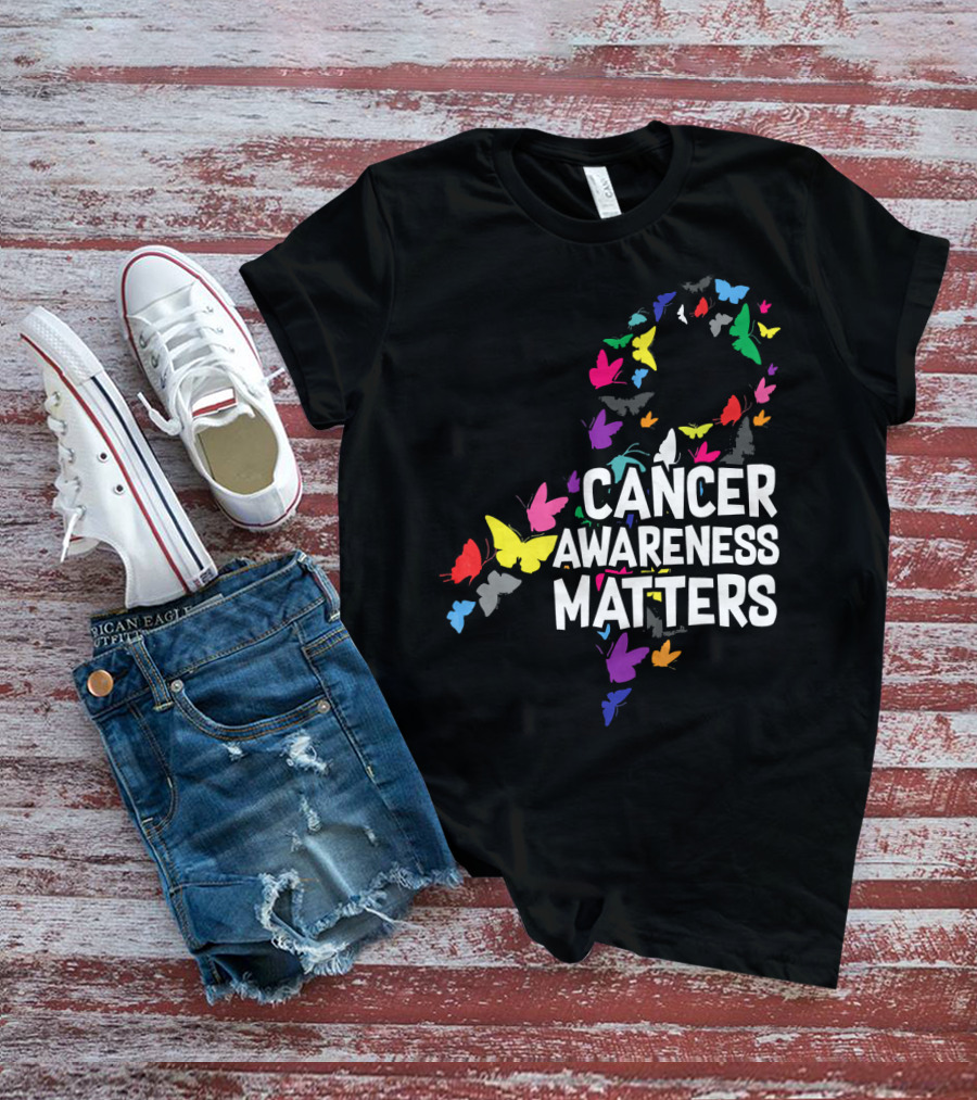 Cancer Awareness Matters Butterfly Ribbon T-Shirt