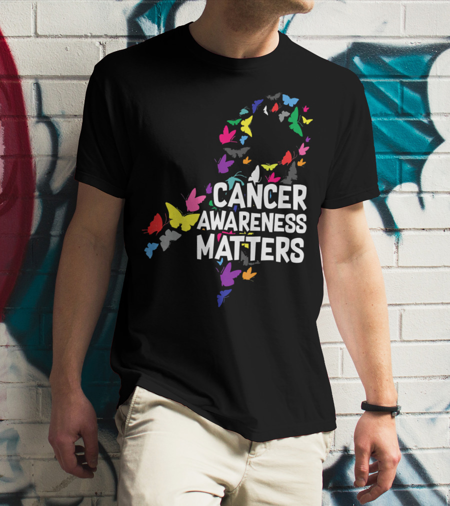 Cancer Awareness Matters Butterfly Ribbon T-Shirt
