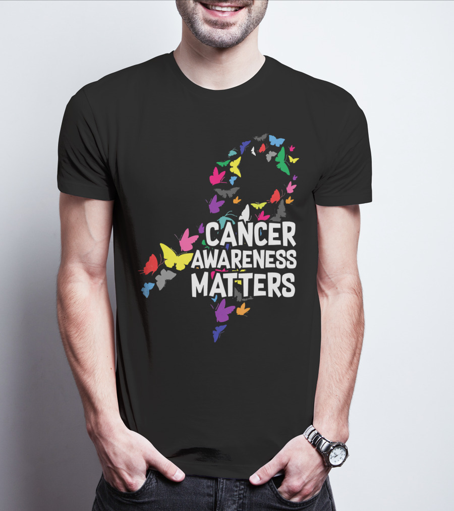 Cancer Awareness Matters Butterfly Ribbon T-Shirt