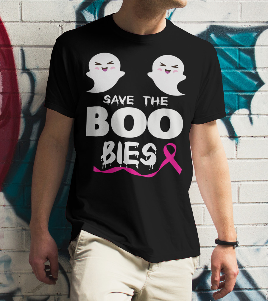 Save The BOO Bies Ghosts Pink Ribbon Breast Cancer Support T-Shirt