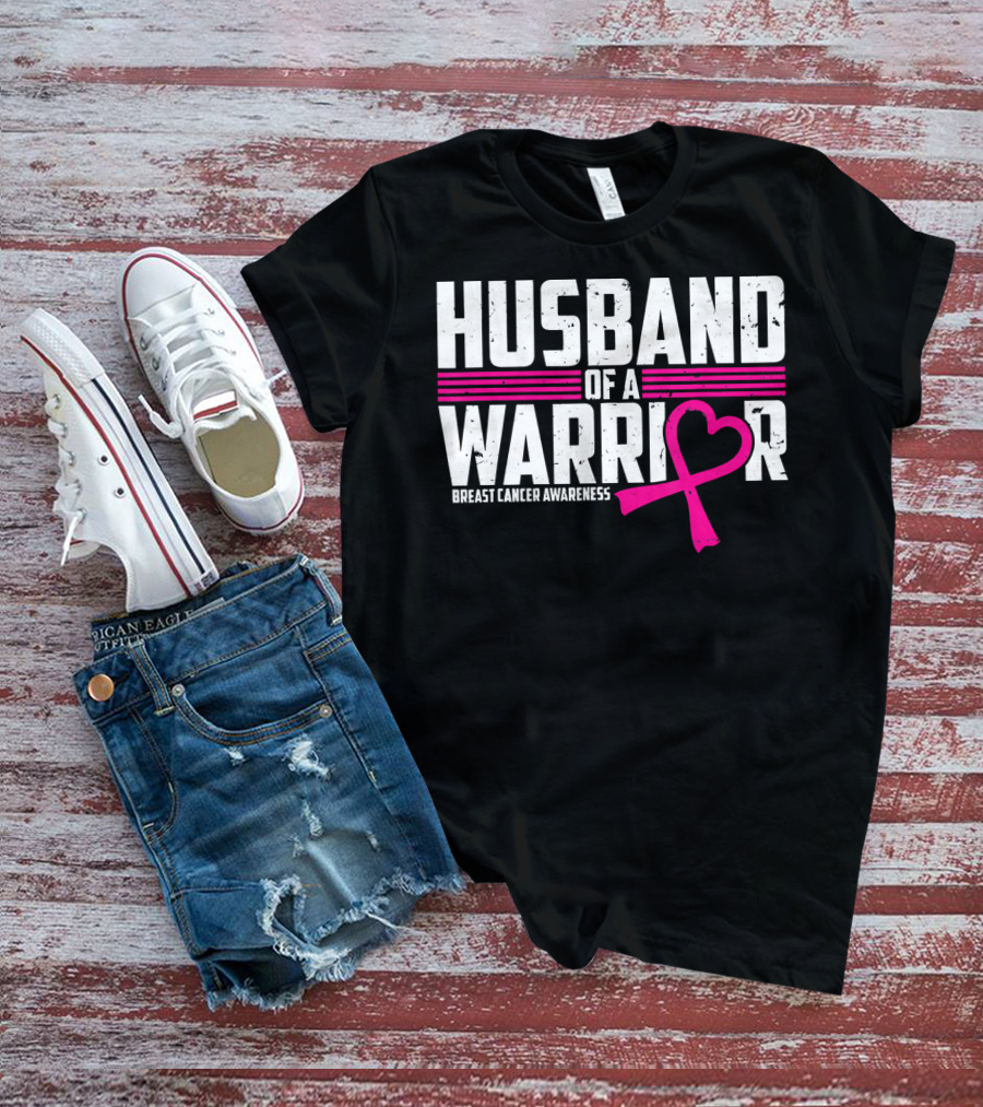 Husband Of A Warrior Breast Cancer Awareness T-Shirt