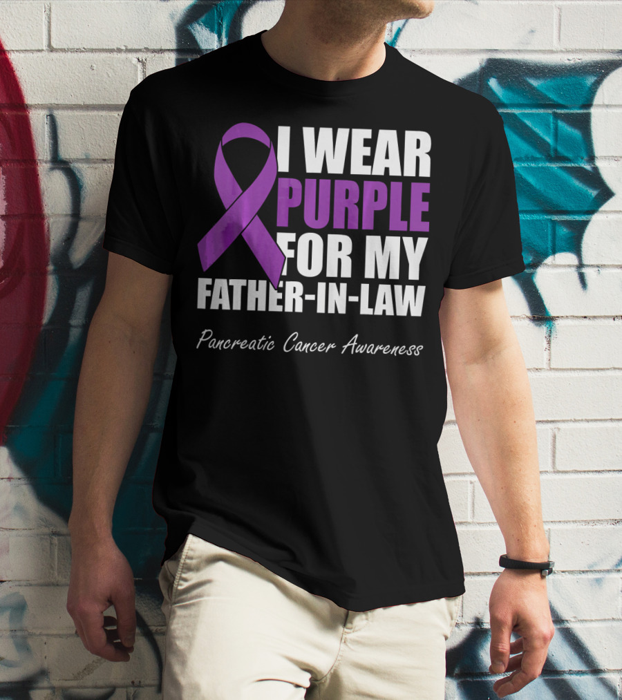 I Wear Purple For My Father-in-Law Pancreatic Cancer Awareness T-Shirt