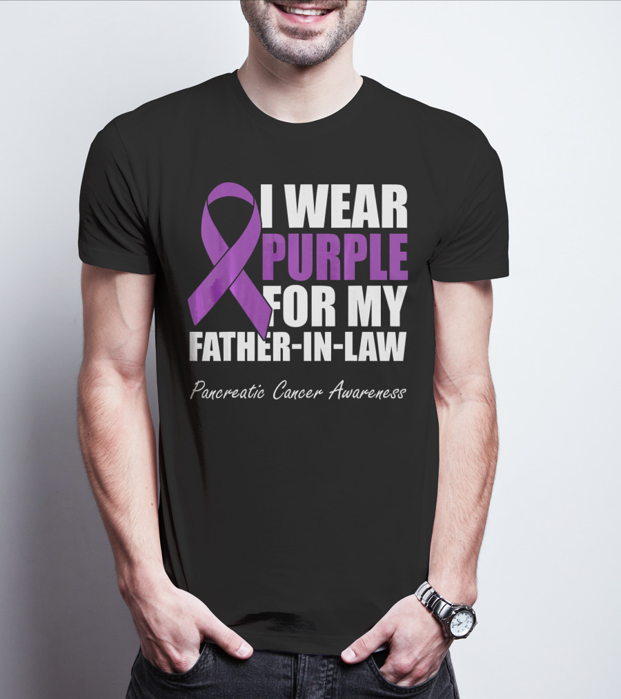 I Wear Purple For My Father-in-Law Pancreatic Cancer Awareness T-Shirt