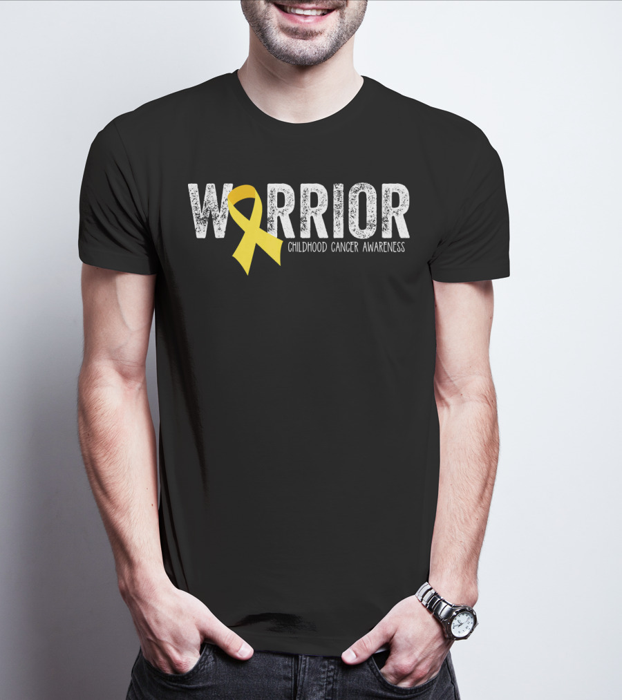 Warrior Yellow Ribbon Childhood Cancer Awareness T-Shirt