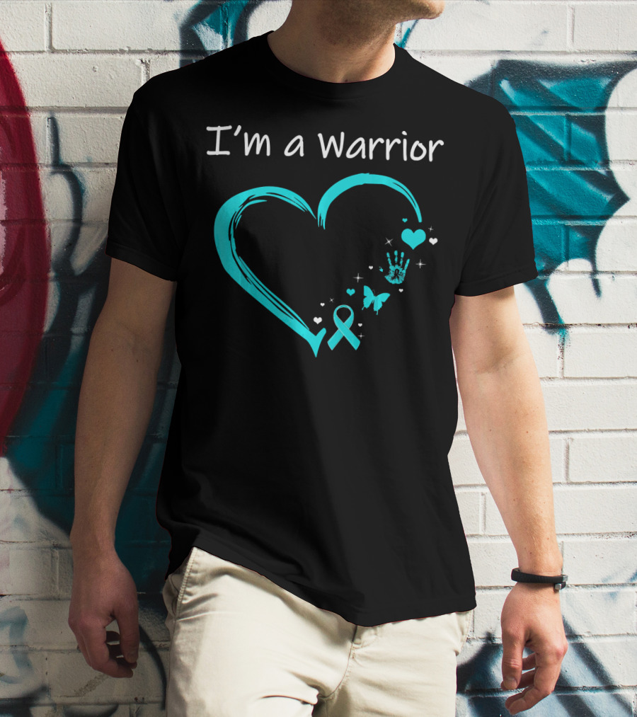 I'm A Warrior Ovarian Cancer Heart Awareness T-Shirt