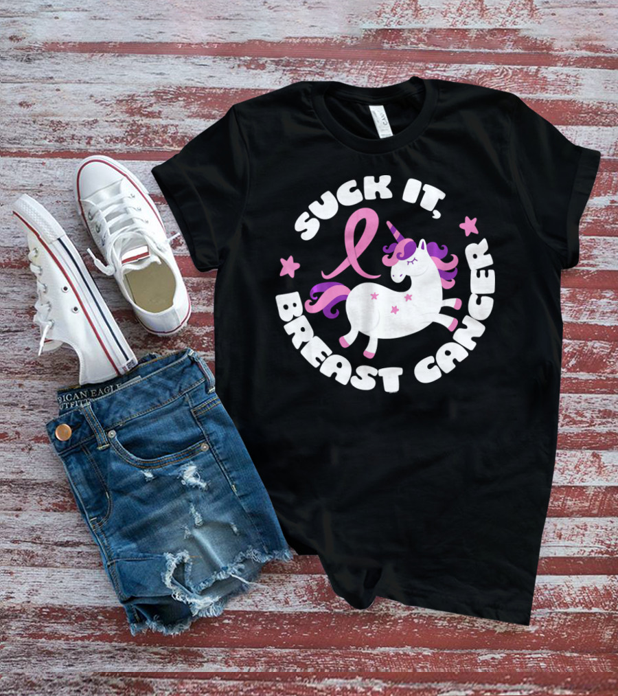 Suck It Breast Cancer Unicorn Pink T-Shirt