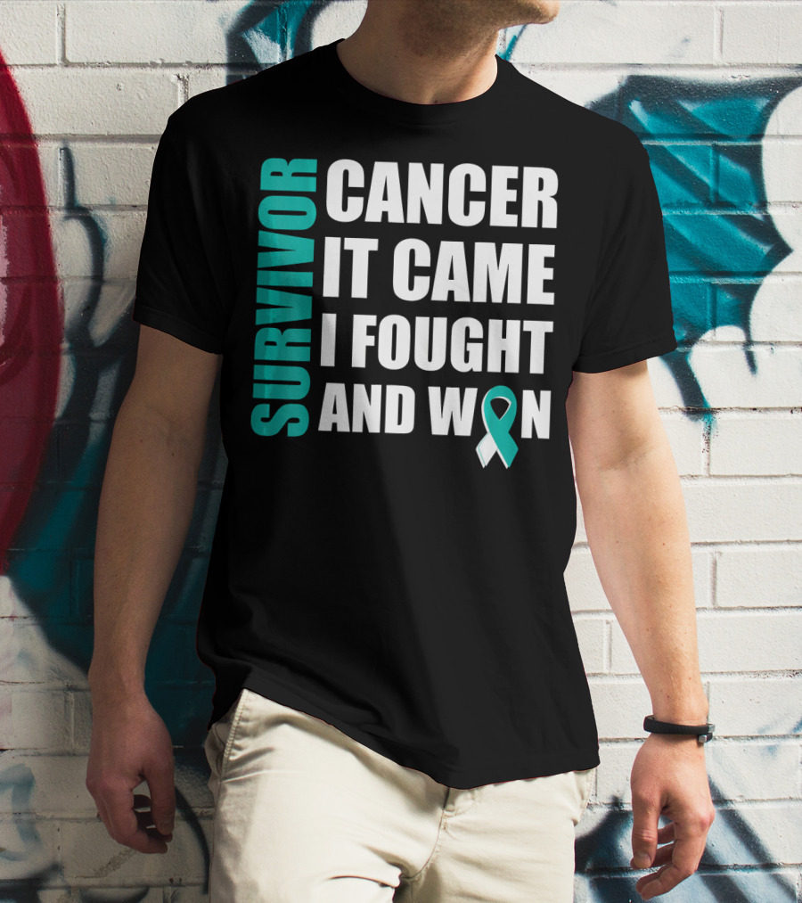 Survivor Cancer It Came I Fought And Won Cervical Cancer Awareness Fight Cancer T-Shirt