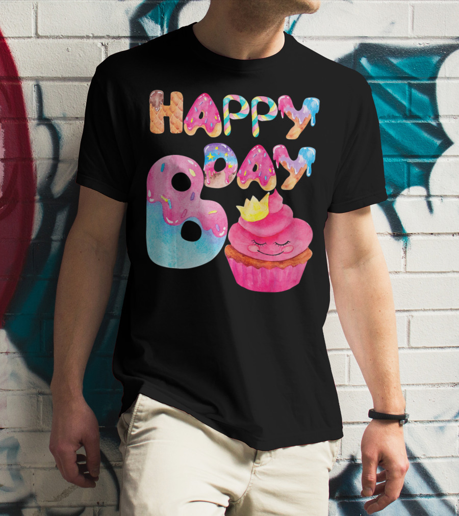 Happy Bday Cupcake Donut Themed Birthday T-Shirt