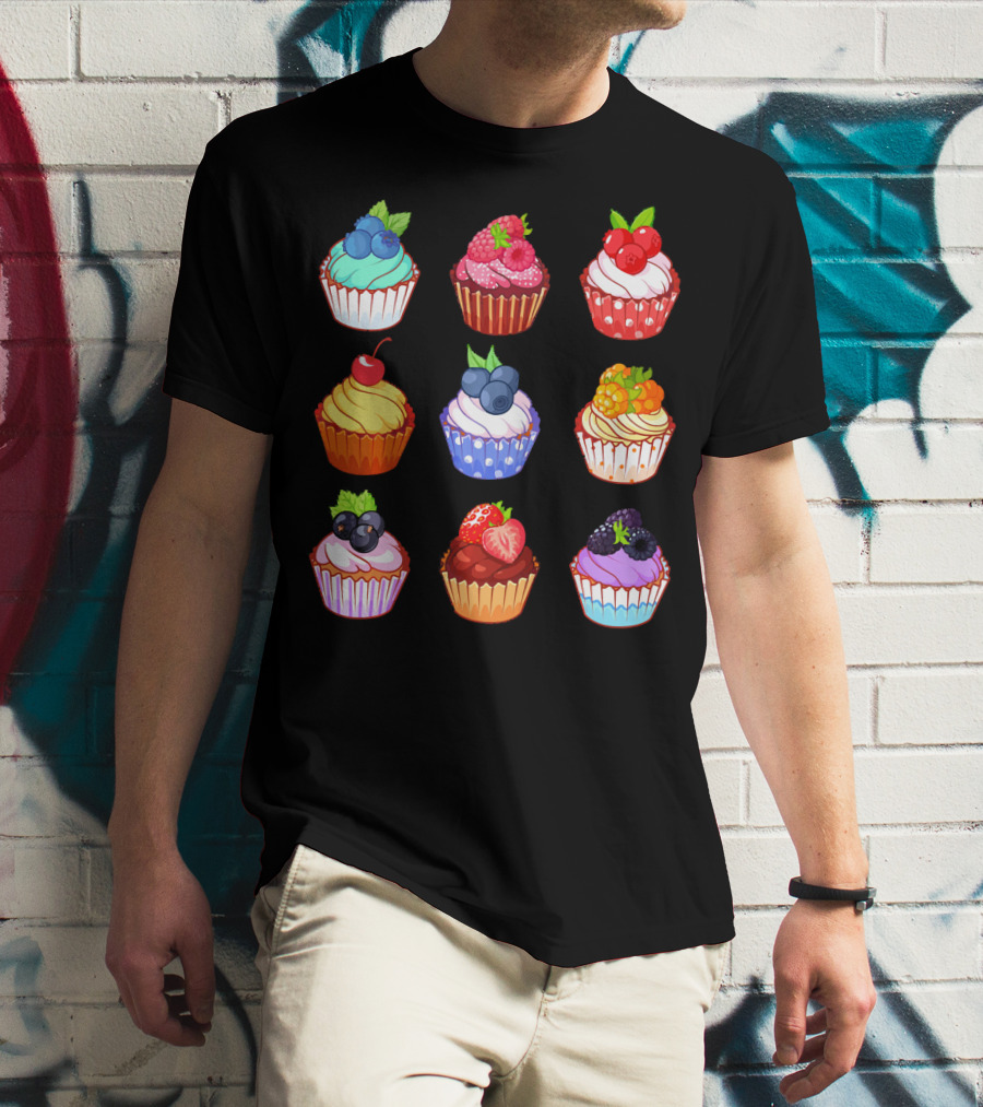 Yummy Cupcake Dessert Challenge Berry Toppings Collection T-Shirt