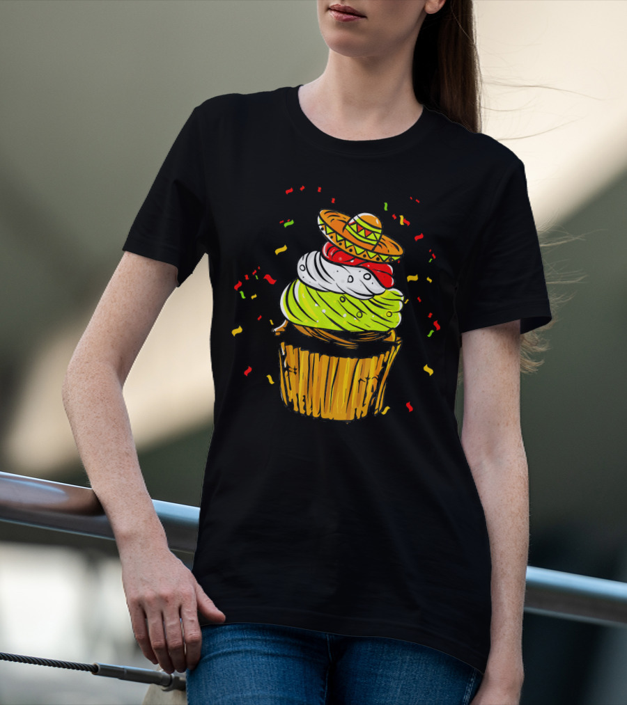 Cinco De Mayo Fiesta Cupcake With Sombrero And Confetti T-Shirt
