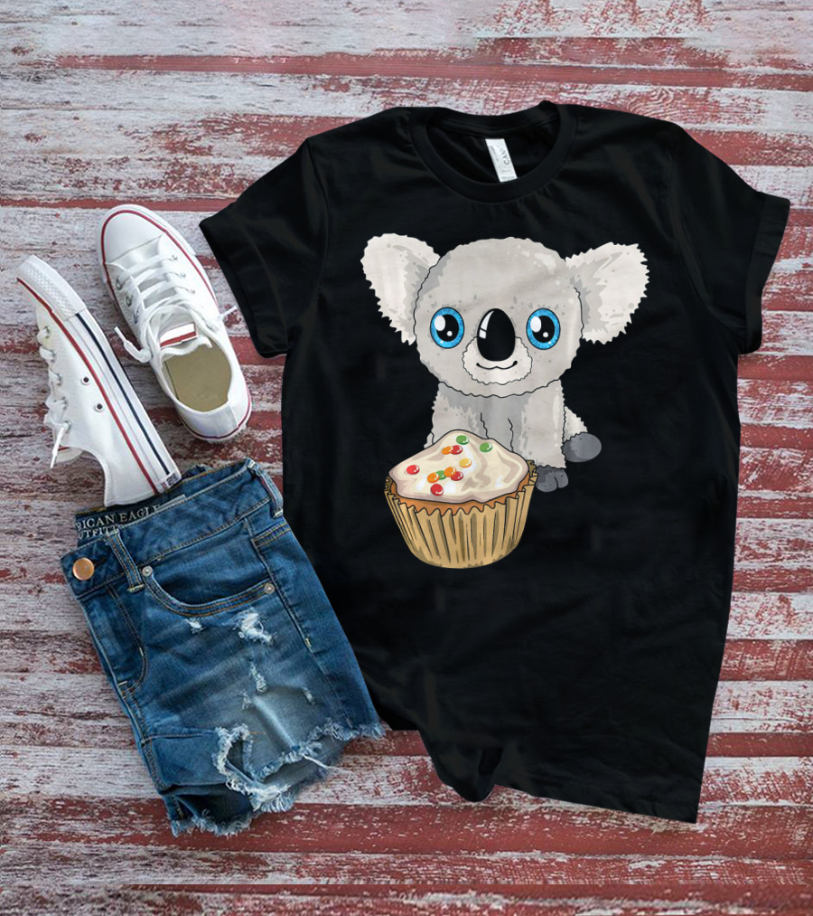 Cute Baby Koala With Cupcake Birthday T-Shirt