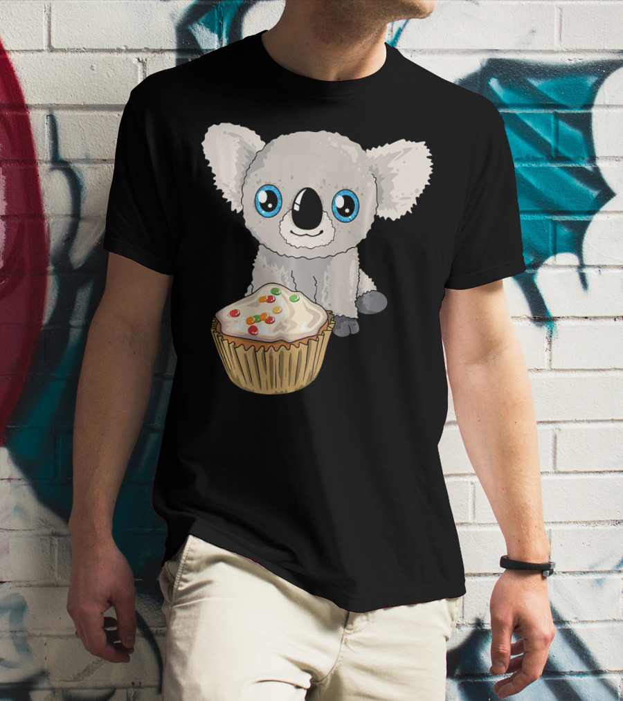 Cute Baby Koala With Cupcake Birthday T-Shirt