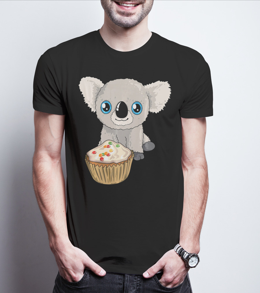 Cute Baby Koala With Cupcake Birthday T-Shirt