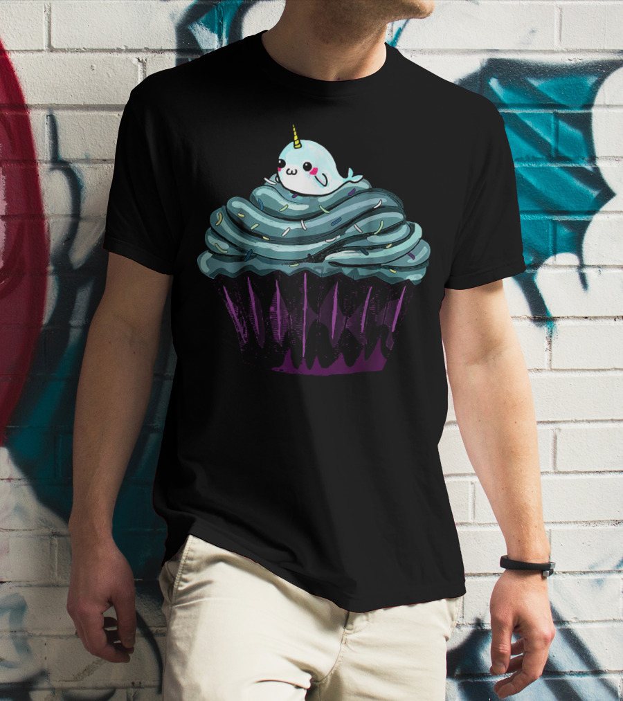 Narwhal Cupcake Cute Blue Icing Dessert T-Shirt