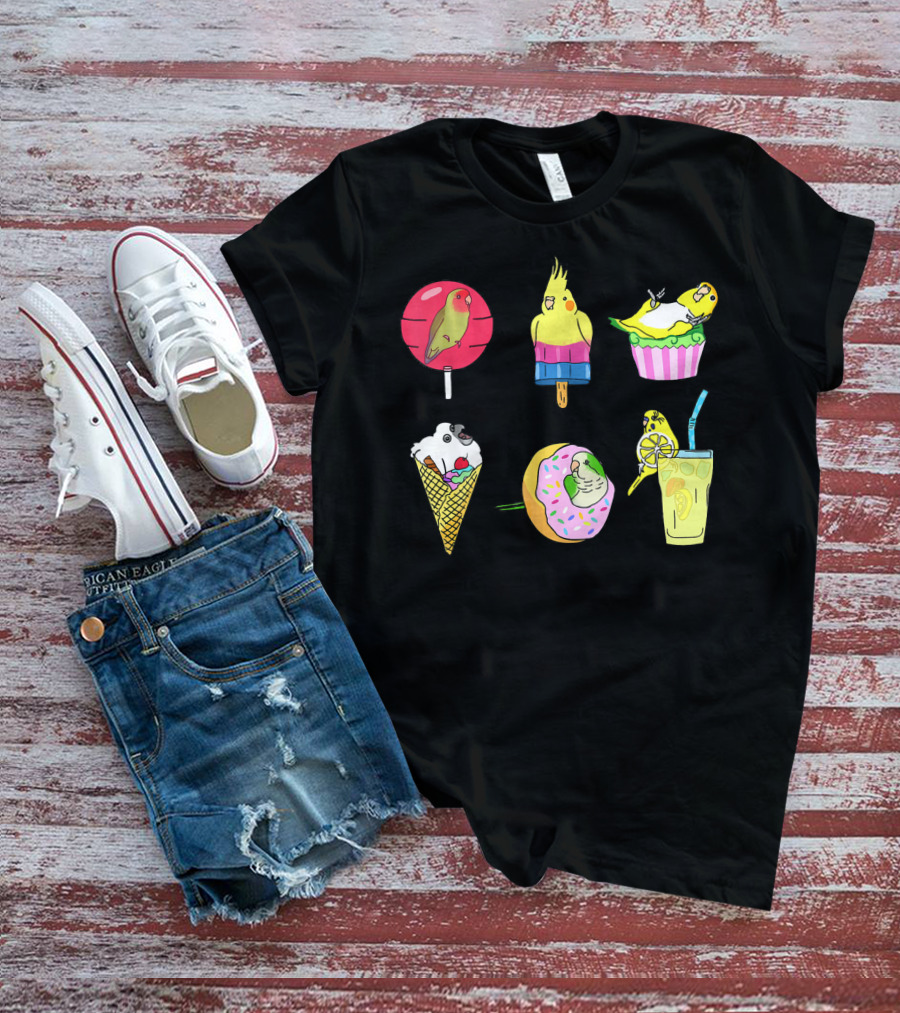 Sweet Ice Cream Lollipop Lemonade Donut Cup Parrot Treats T-Shirt